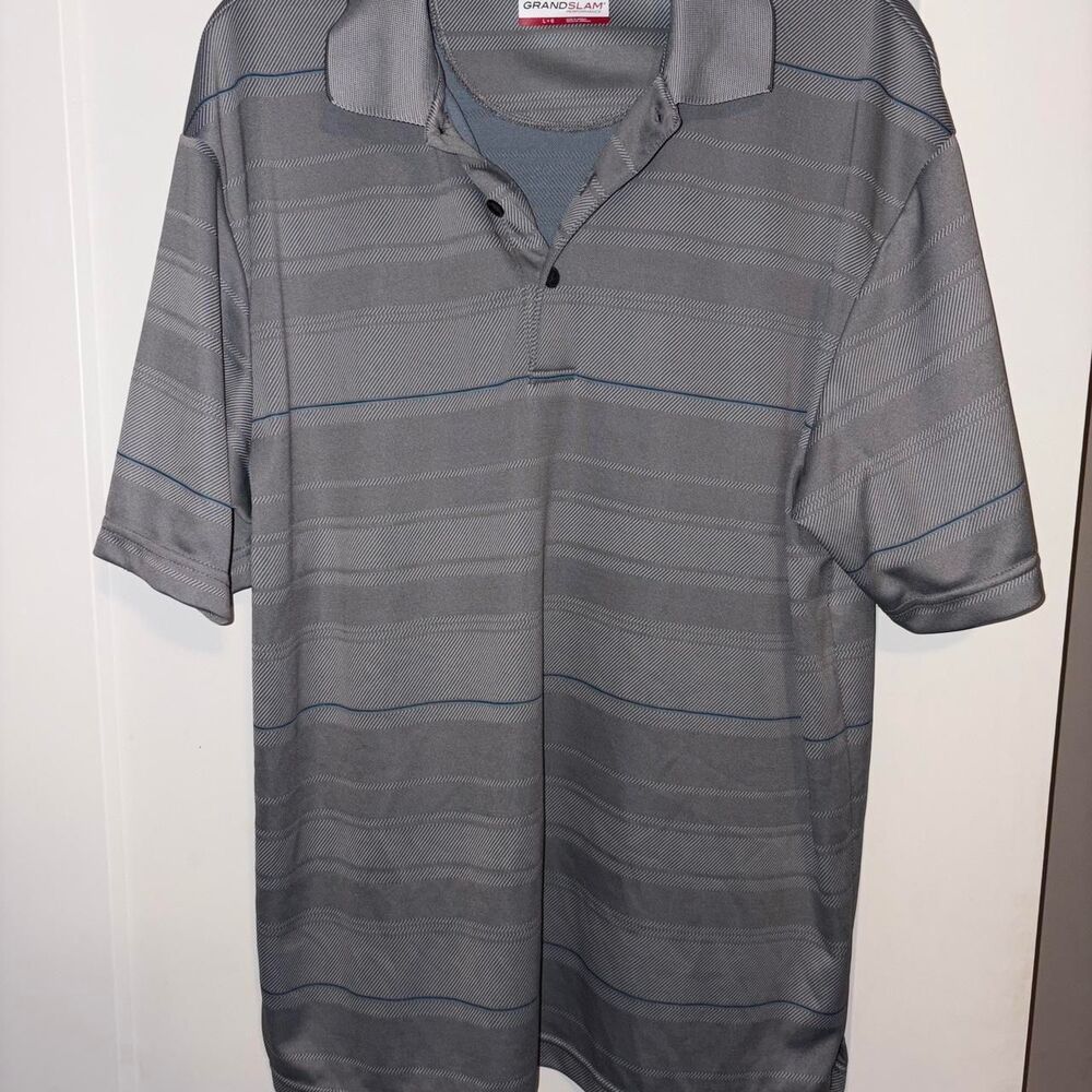 Grandslam Men's Grey and Blue Polo Shirt